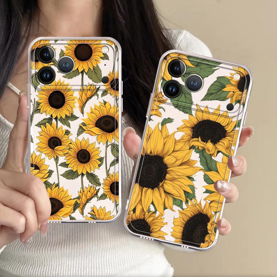Apple Iphone 15 Pro Max - Sevimli Ayçiçeği Desenli Kılıf Apple iPhone